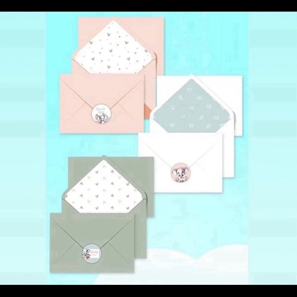 (8) 6x4 Baby Elephant Thank You Cards Assortment